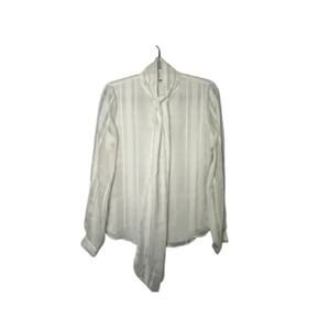 Calvin Klein Sheer White Blouse with Neck Tie Ladies Size Small